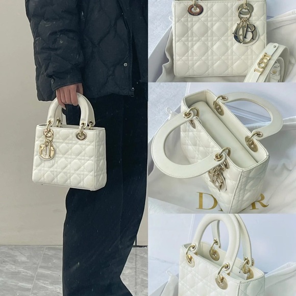 Dior Cream Quilted Satchel with Gold Accents - Picture 1 of 8
